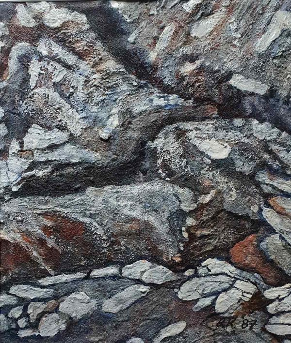 'Crushed Rock', mixed media on paper