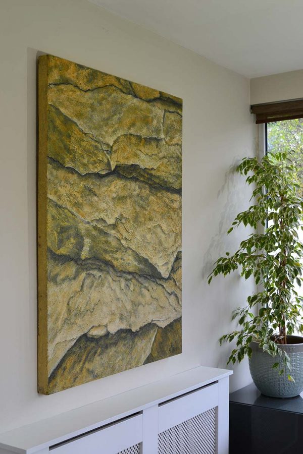 'Layers', mixed media on board, 130cm x 97cm, on wall